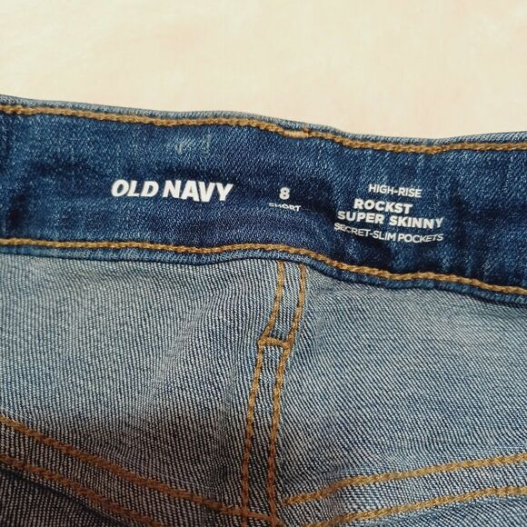 Old Navy Rockstar Super Skinny Women's Size 8 High-Rise Distressed Blue Jeans - Picture 8 of 12